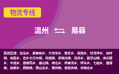 温州到易县物流公司,温州到易县货运,温州到易县物流专线