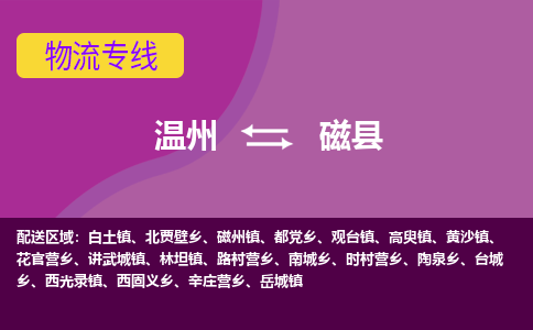 温州到磁县物流公司,温州到磁县货运,温州到磁县物流专线